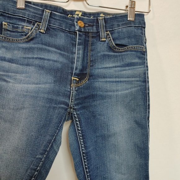 Seven 7 for all Mankind The High Waist Ankle Skinny Size 24 Dark Whiskering - Picture 5 of 11